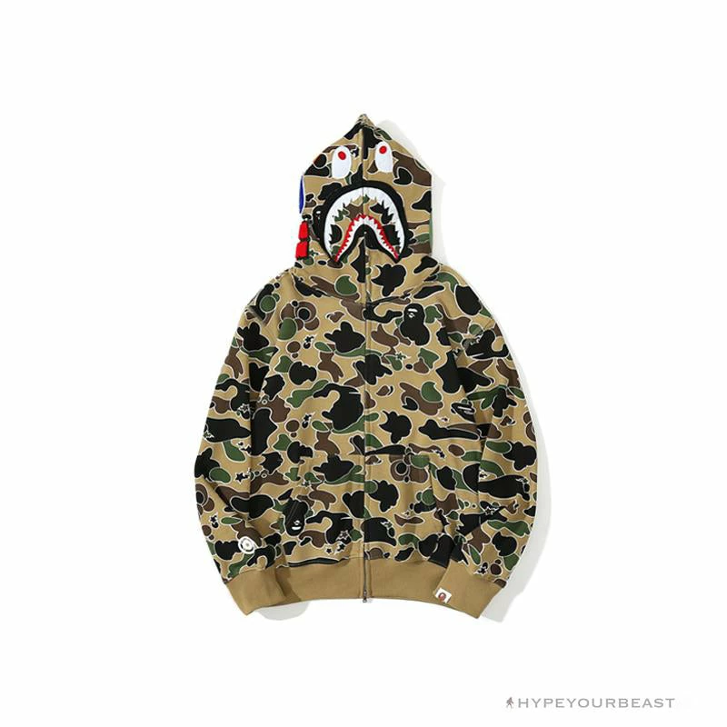 BAPE Shark Head STA Star Camouflage Hoodie ‘YELLOW’ Clothes