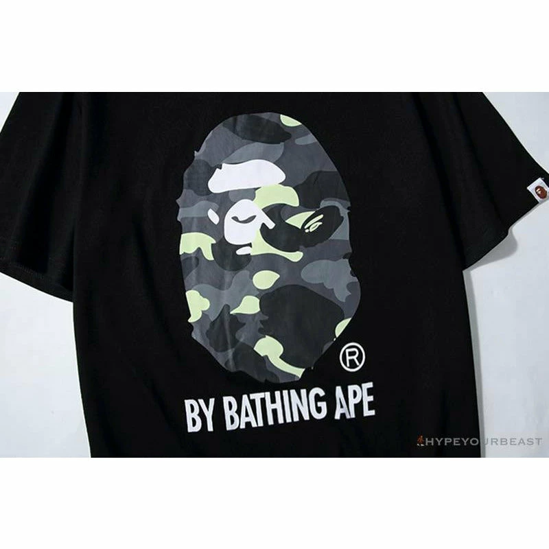 Clothes BAPE Luminous Spots Camouflage Great Ape Man Black Head Cotton Short Sleeve Tee Shirt ‘BLACK’