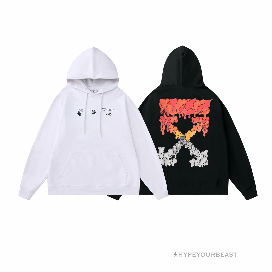 HypeYourBeast Off White Hoodie Red Orange – White Hoodies & Jackets
