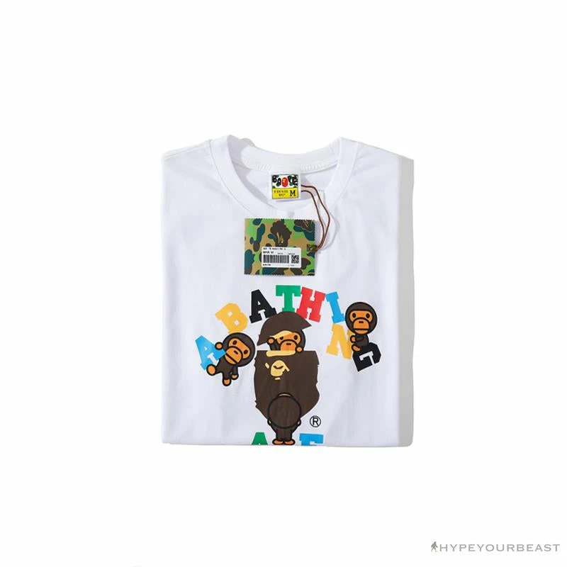 BAPE Baby Milo Color Letter Monkey Tee Shirt ‘WHITE’ Clothes
