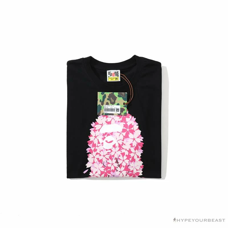 BAPE Japan Limited Edition Pink Cherry Tree Tee Shirt ‘BLACK’ Clothes