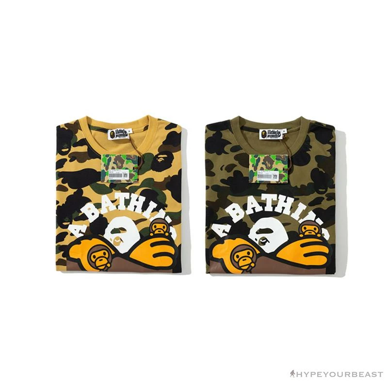 BAPE KIDS Elbow Hug Gorilla Camouflage Tee Shirt ‘GREEN’