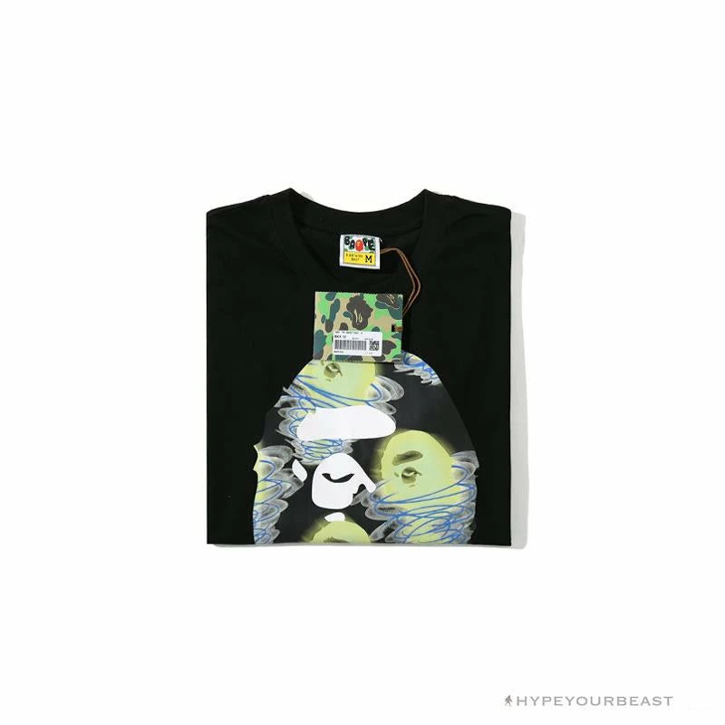 Clothes BAPE Green Ape Head Blue Storm Tee Shirt ‘BLACK’