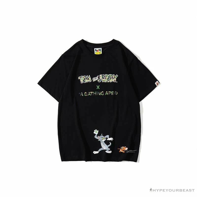 Clothes BAPE Little Ape Head Tom And Jerry Chase Tee Shirt ‘BLACK’