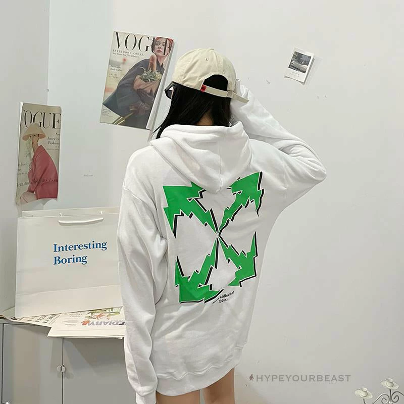 HypeYourBeast Off-White Green Hoodie – White Hoodies & Jackets