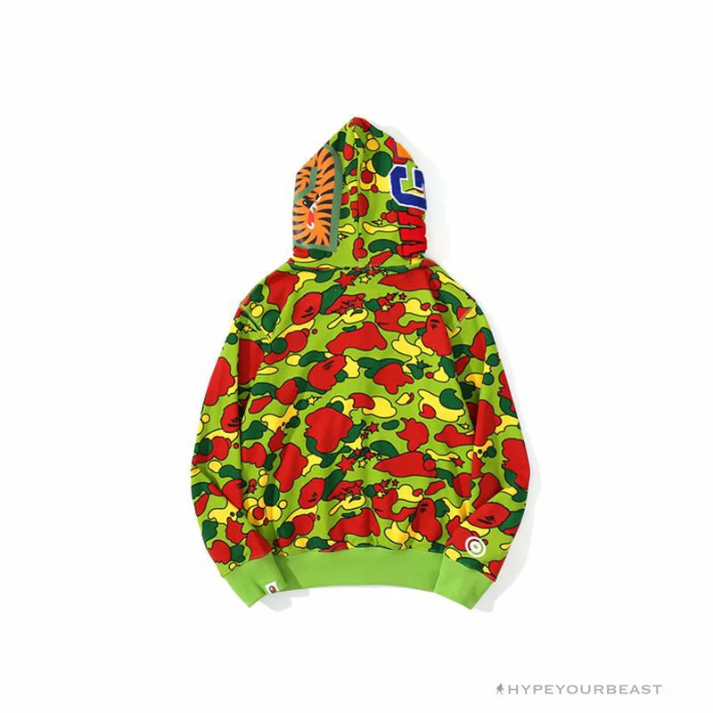 BAPE Shark Head STA Star Camouflage Hoodie ‘GREEN’