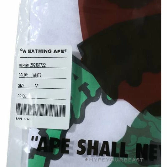 BAPE Paint Splash Green Camouflage Tee Shirt ‘WHITE’ Clothes