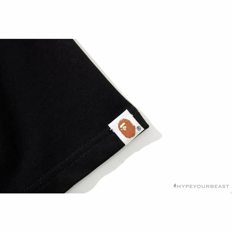 BAPE Ape Man Head 28th Anniversary Camouflage Color Block Tee Shirt ‘BLACK’ Clothes