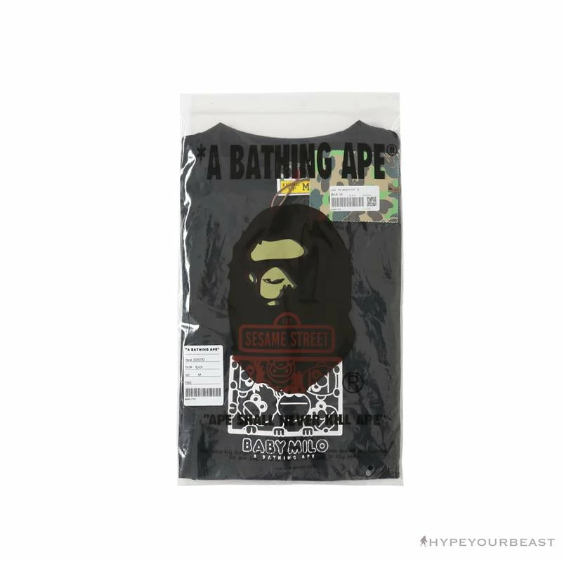 BAPE Baby Milo Sesame Street Plain Tee Shirt ‘BLACK’