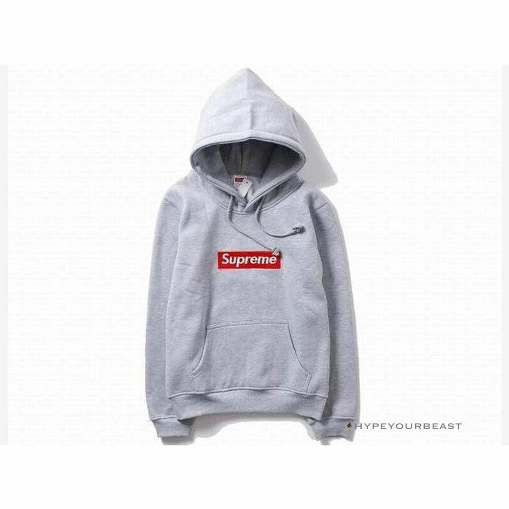 S*p*e box logo hoodie grey red