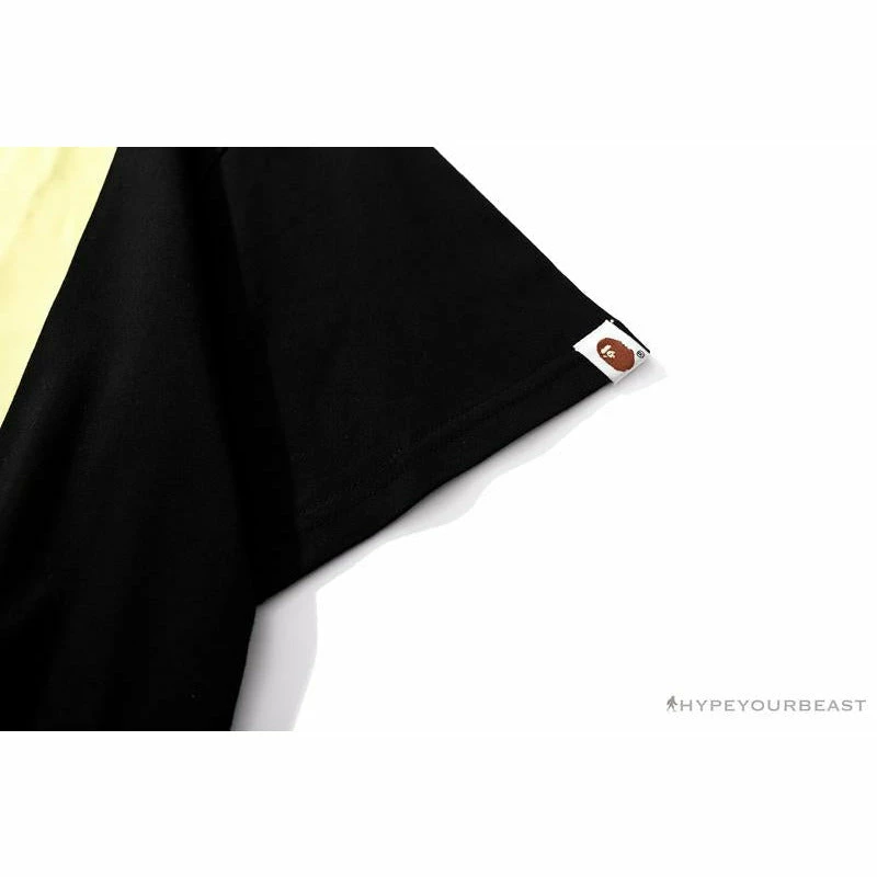 Clothes BAPE Ape Head Blue X Yellow Contrast Letter Tee Shirt