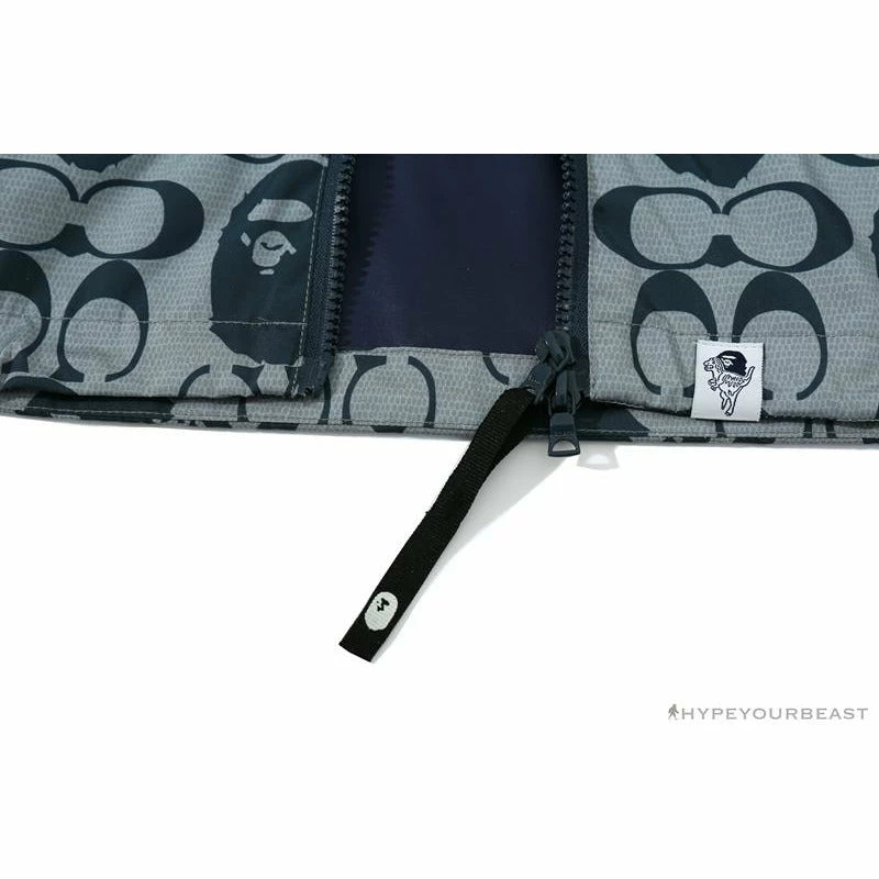 BAPE X COACH Co-Branded Grey-Blue Hoodie