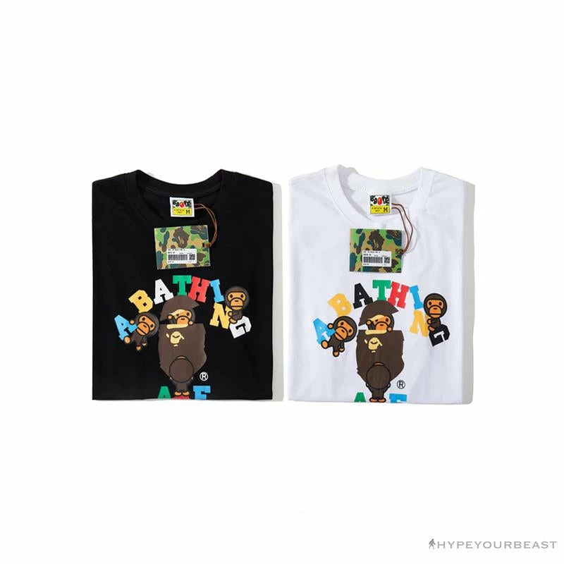 BAPE Baby Milo Color Letter Monkey Tee Shirt ‘WHITE’ Clothes