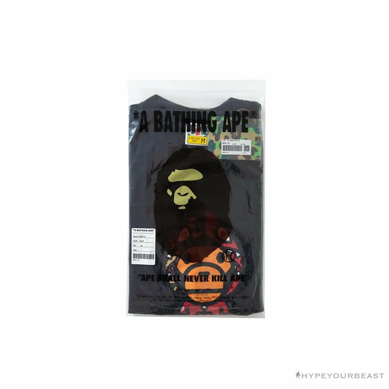 BAPE Baby Milo Red Shark Hat Little Monkey Tee Shirt ‘BLACK’