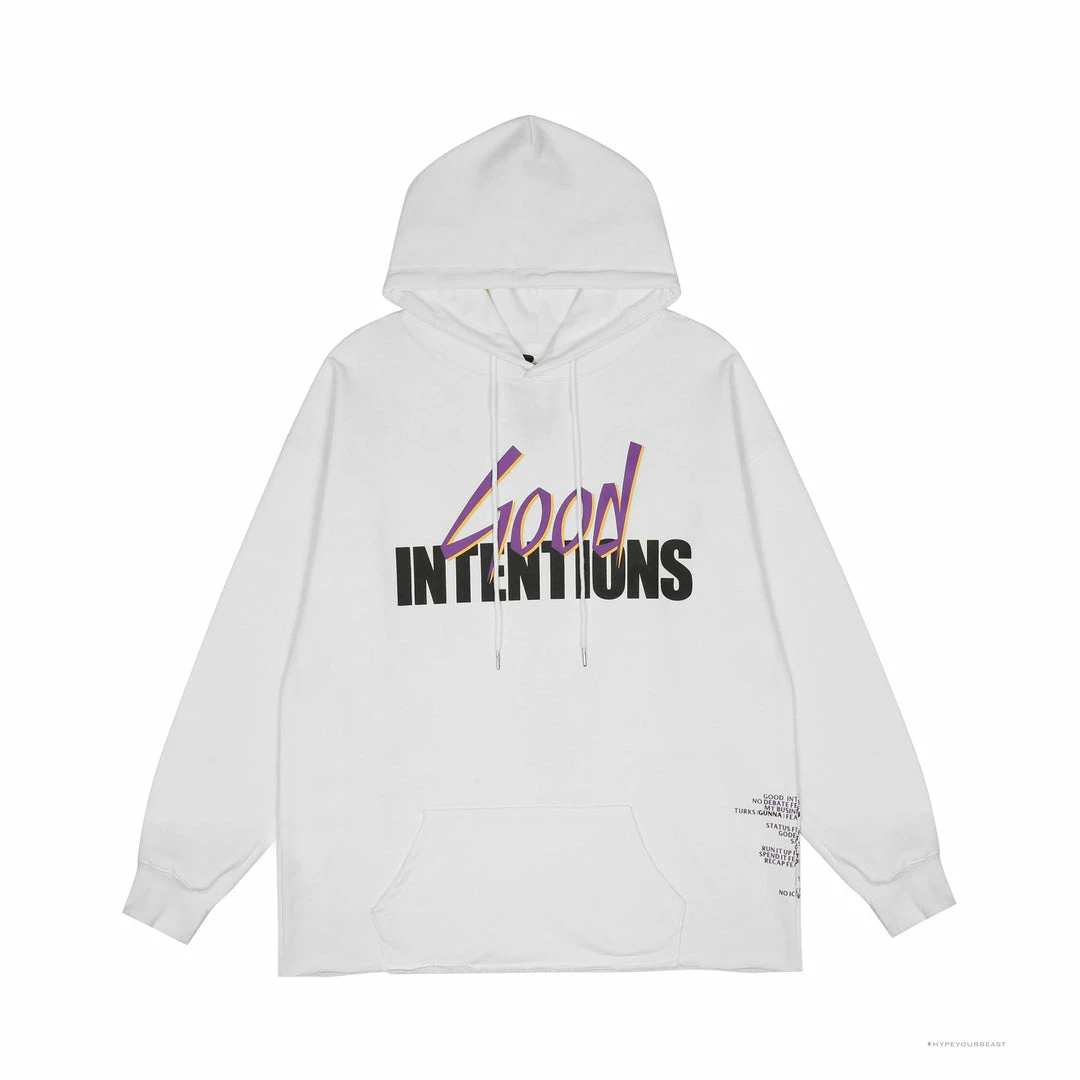 HypeYourBeast Vlone Hoodie White Good Intention Hoodies & Jackets