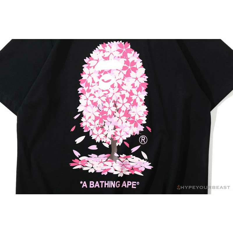 BAPE Japan Limited Edition Pink Cherry Tree Tee Shirt ‘BLACK’ Clothes