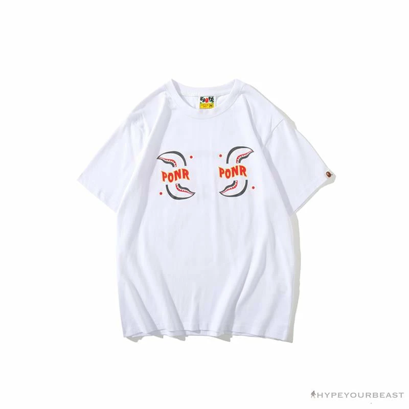 Clothes BAPE Shark Head PONR Tee Shirt ‘WHITE’