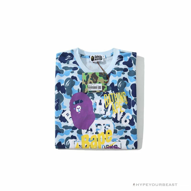 BAPE Ape Head Star Camouflage Shading Tee Shirt ‘BLUE’