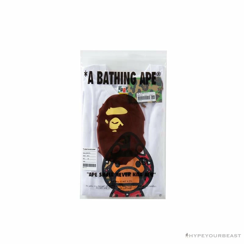 BAPE Baby Milo Red Shark Hat Little Monkey Tee Shirt ‘WHITE’