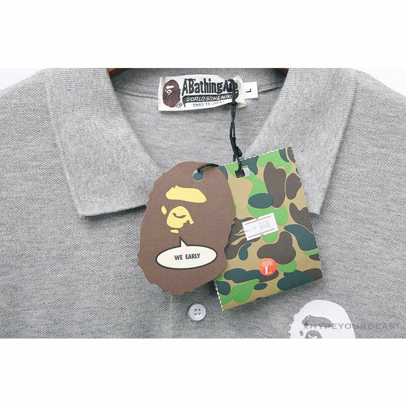 BAPE Classic Ape Head Print Versatile Polo Shirt ‘GREY’