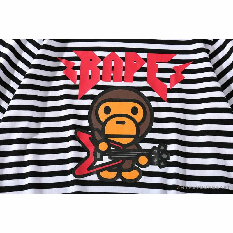 BAPE Baby Milo Rock Bass Player Striped Tee Shirt ‘BLACK’ Clothes
