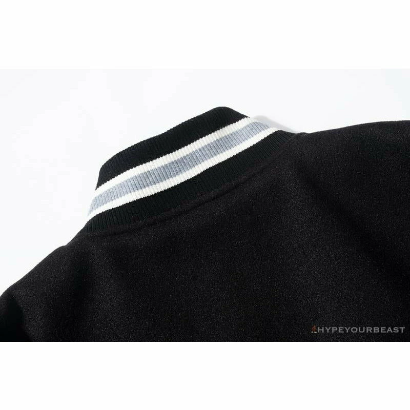 BAPE Embroidered STA Star Stitched Woolen Baseball Jacket ‘BLACK’