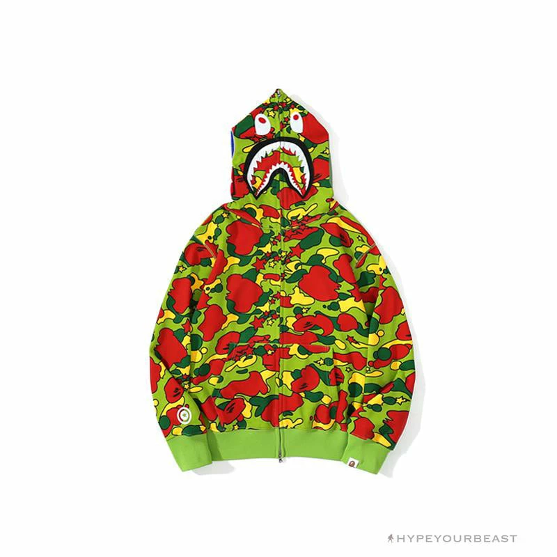 BAPE Shark Head STA Star Camouflage Hoodie ‘GREEN’
