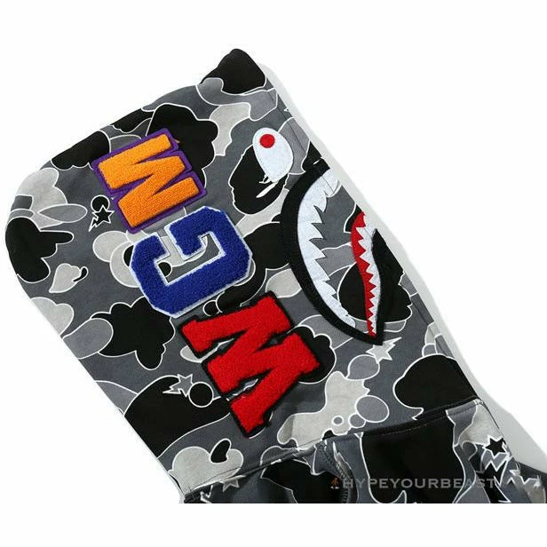BAPE Shark Head STA Star Camouflage Hoodie ‘BLACK’