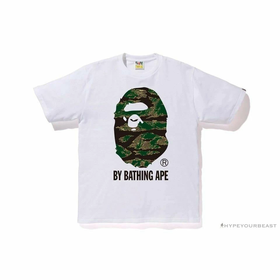 BAPE Tiger Pattern Camouflage Ape Initials Tee Shirt ‘WHITE’ Clothes