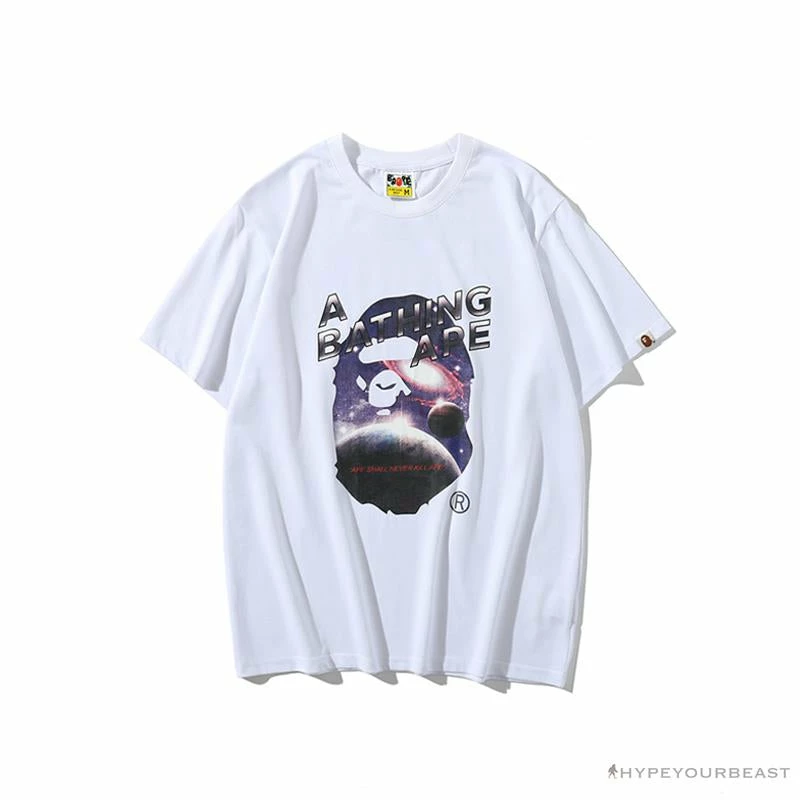 BAPE Universe Solar System Ape Man Head Tee Shirt ‘WHITE’