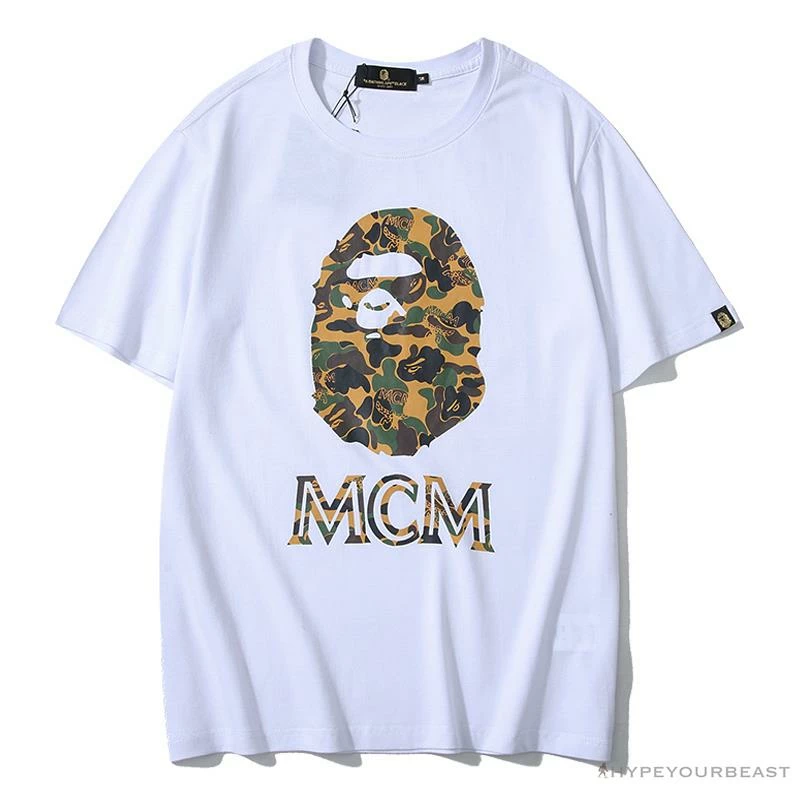 BAPE X MCM Camouflage Ape Head Tee Shirt ‘WHITE’