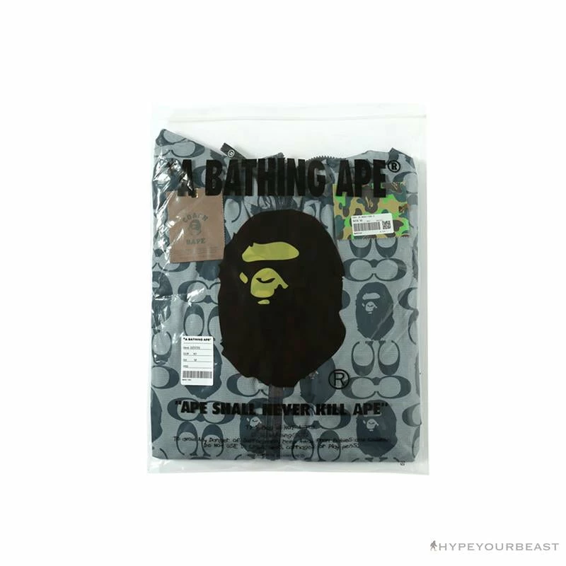 BAPE X COACH Co-Branded Grey-Blue Hoodie
