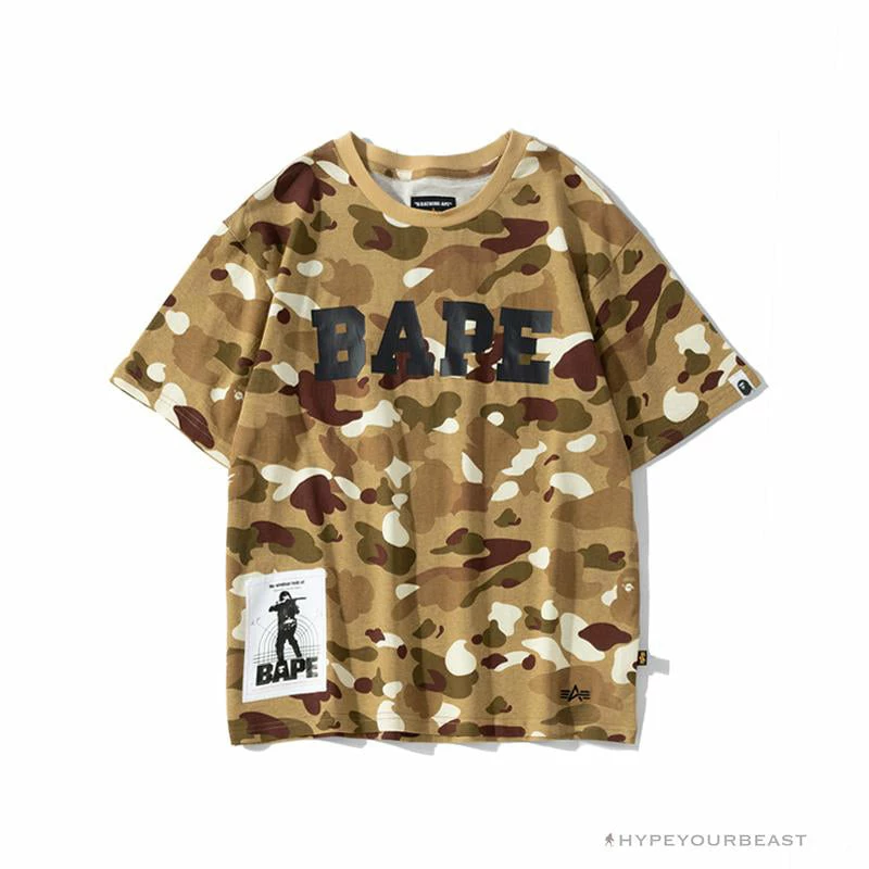 Clothes BAPE Military Style Desert Camouflage Tee Shirt ‘YELLOW’