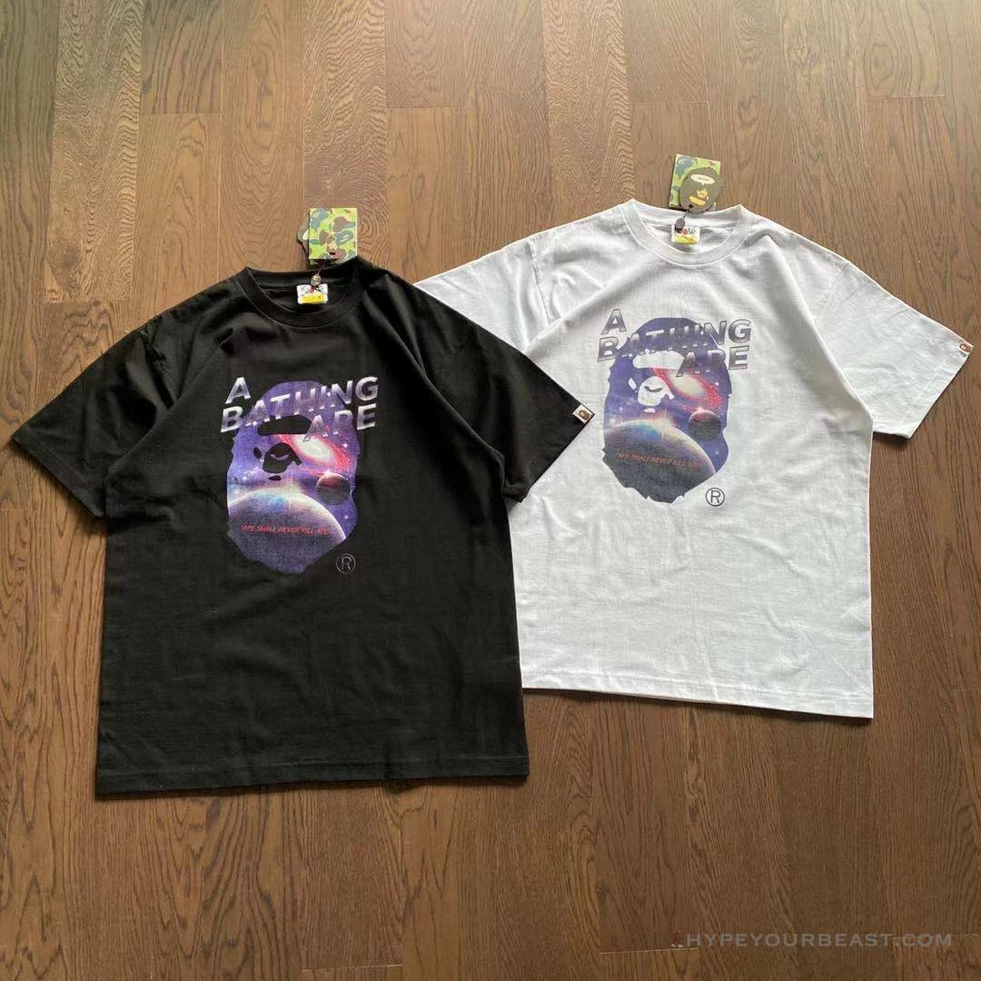 Clothes Bape Tee Shirt White Galaxy