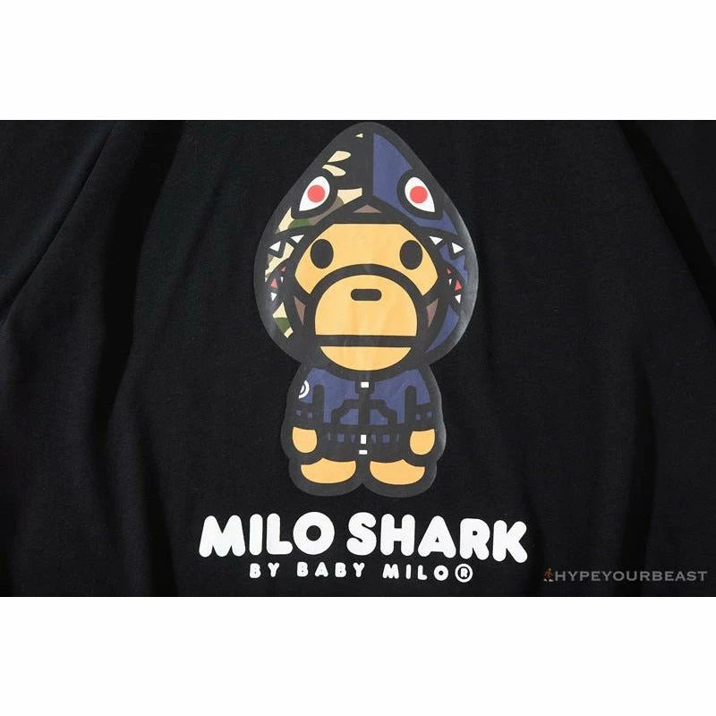 BAPE Baby Milo Blue Shark Hat Little Monkey Tee Shirt ‘BLACK’ Clothes