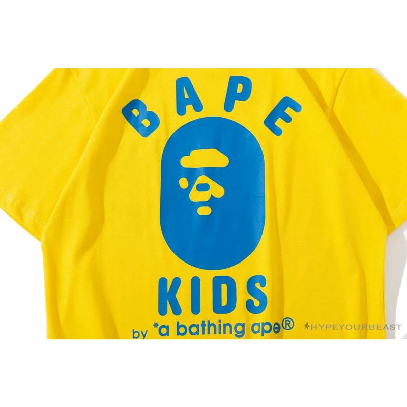 BAPE KIDS Small Net Pocket Ape Man Head Tee Shirt ‘YELLOW’ Clothes