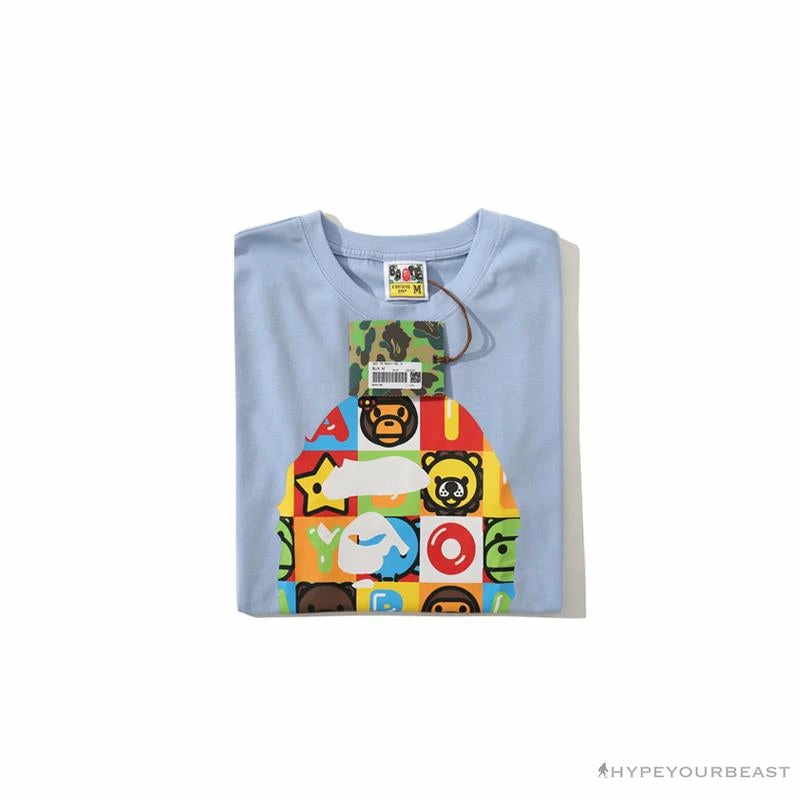 BAPE Baby Milo Color Square Ape Head Tee Shirt ‘BLUE’ Clothes